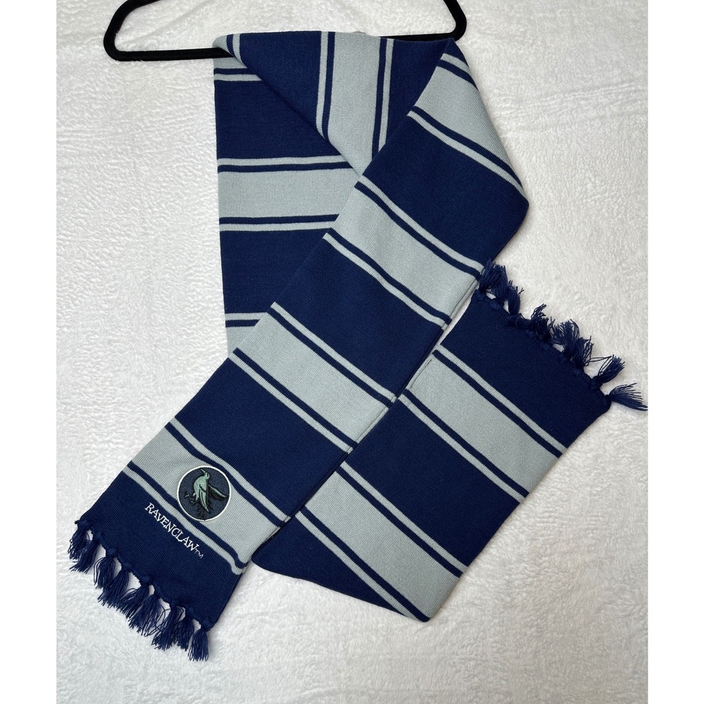 Harry Potter Ravenclaw Scarf Blue Grey Striped Knit Fringe 1017